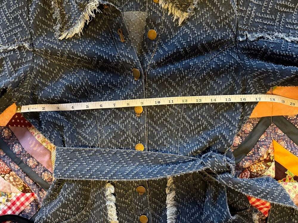 Elliatt Cora Frayed Denim Mini Dress M Blue Belted Puff Sleeve - Picture 8 of 11
